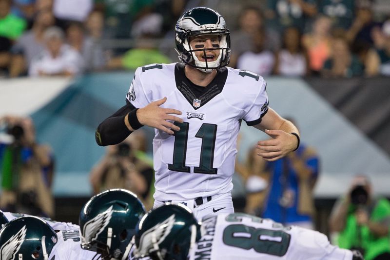 During a 28-23 loss to the Giants, quarterback Carson Wentz earned a mere 39.6 passer rating after 12 pass attempts while under pressure.